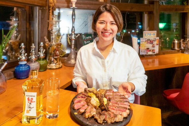 Tボーンステーキ、肉寿司、そして和牛茶漬けと奄美黒糖焼酎紅さんご「パスタンオリジナルハイボール」- Passe-temps 奄美店